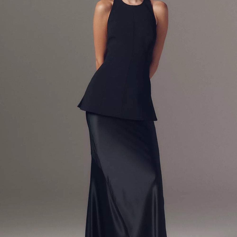Acler Black Satin Maxi Skirt